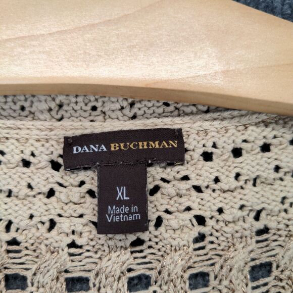 Dana Buchman Crocheted Pullover Sweater Built in Tank Sz XL Brown Boho - Picture 11 of 12